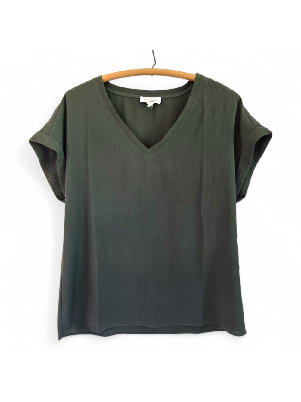Ee:Some Womens V-Neck Short Sleeve Blouse Lightweight Cap Sleeve Olive Green Siz